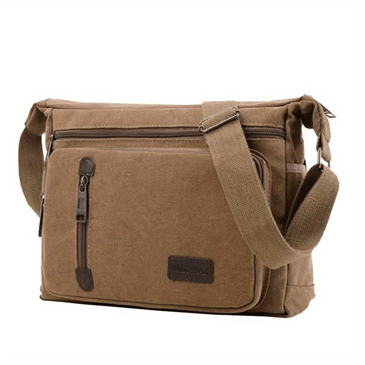 Men's Shoulder Bag | Vintage Canvas | Adjustable Strap & Multiple Zipper Pockets | Lightweight & Durable