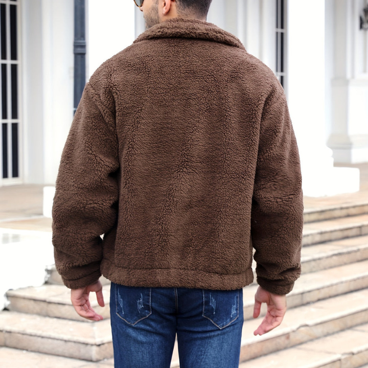 Winter Jacket for Men | Warm Jacket with Fur Lining | Zipper & Stand-Up Collar