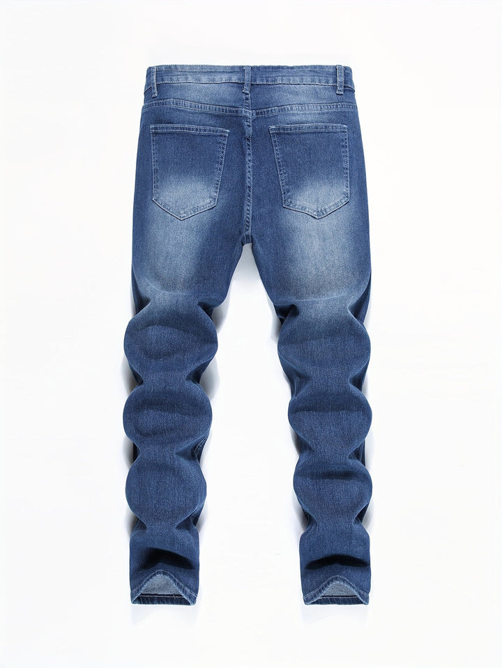 Men's Patchwork Jeans | Slim Fit | Stretch Denim | Trendy Style