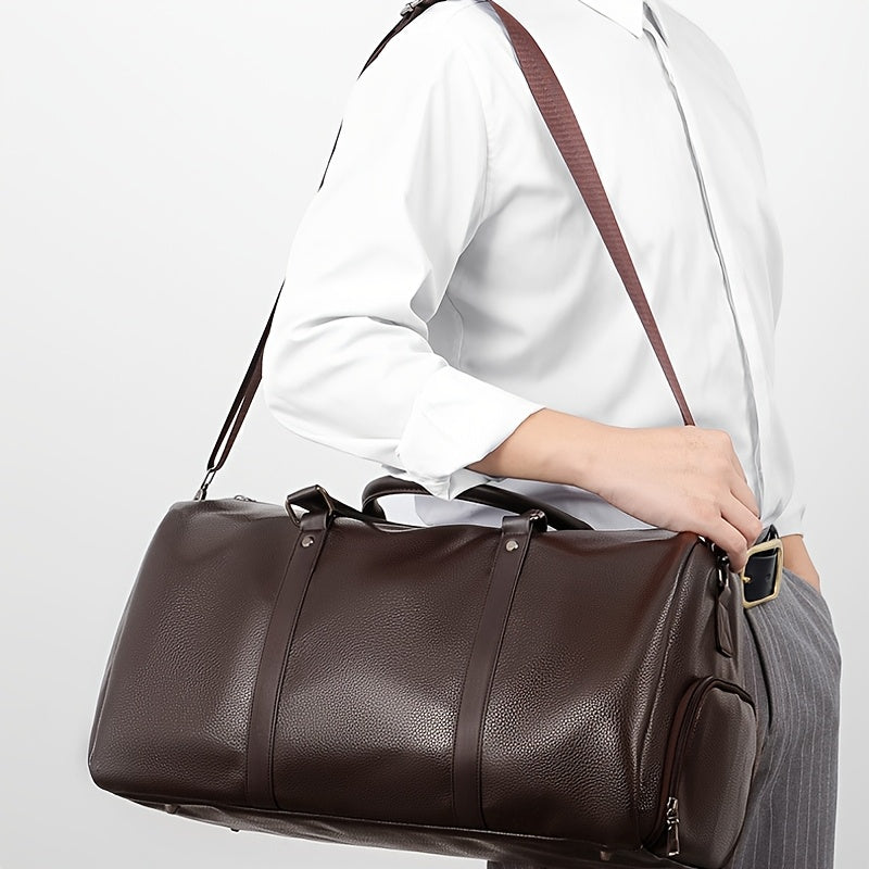 Men's Travel Bag | Stylish & Multifunctional | Adjustable Shoulder Strap | PU Leather