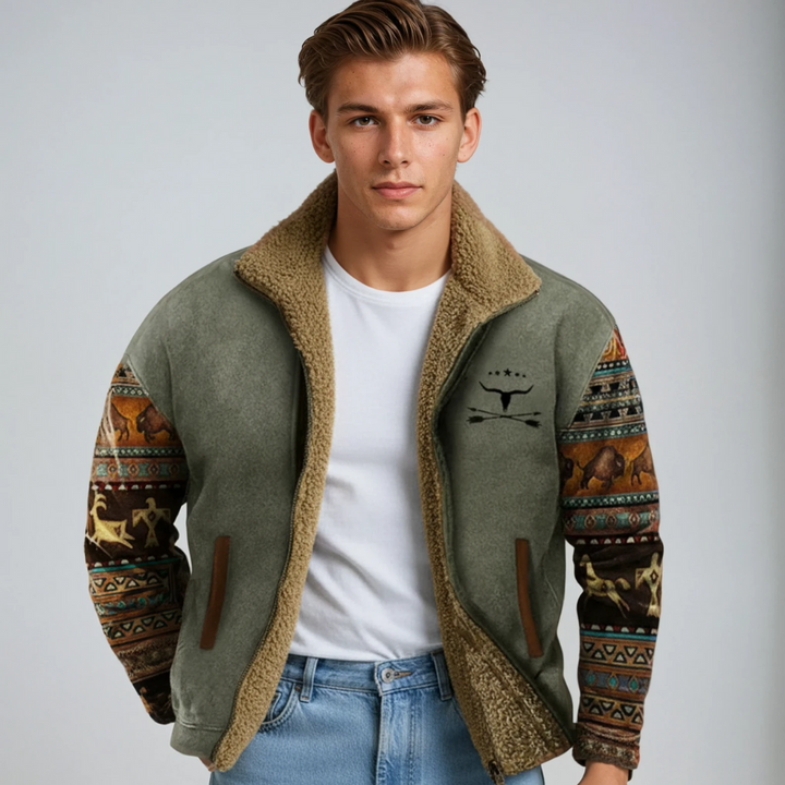 Men's Winter Jacket Vintage Design – Warm Padded Jacket with High Collar