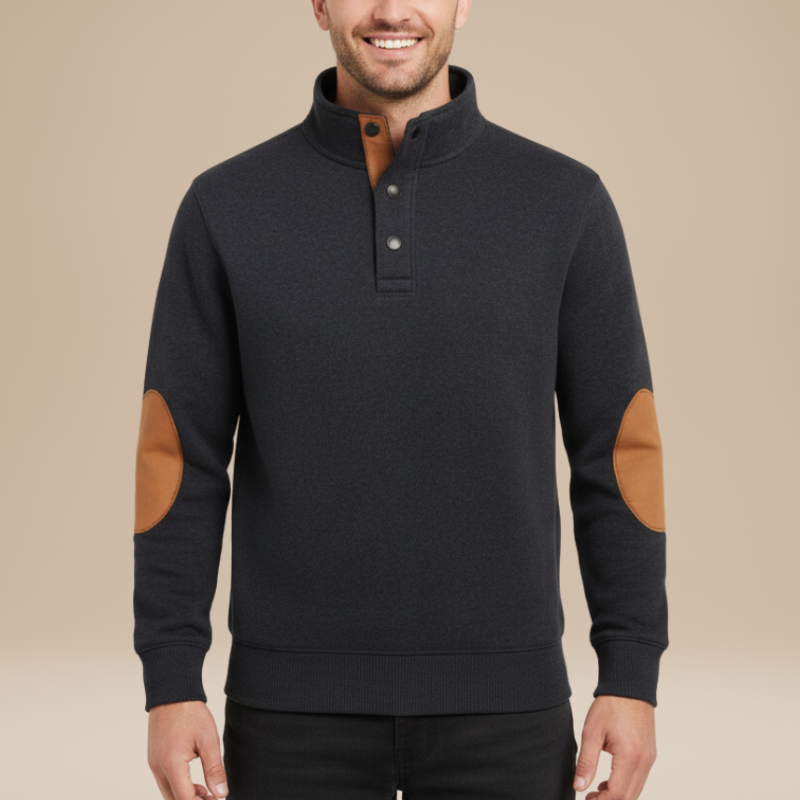 Men's Sweaters | With Elbow Patches | Button Collar Design