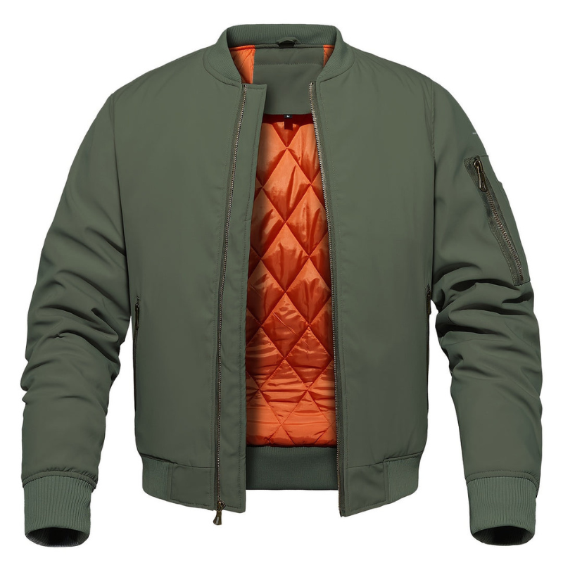 Winter Jacket Men | Classic Bomber Jacket | With Zipper & Stand-Up Collar