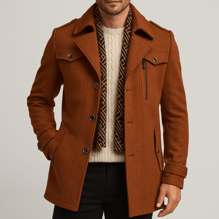 Winter Jacket for Men | Warm Mid-Length Coat | Classic Trenchcoat Design