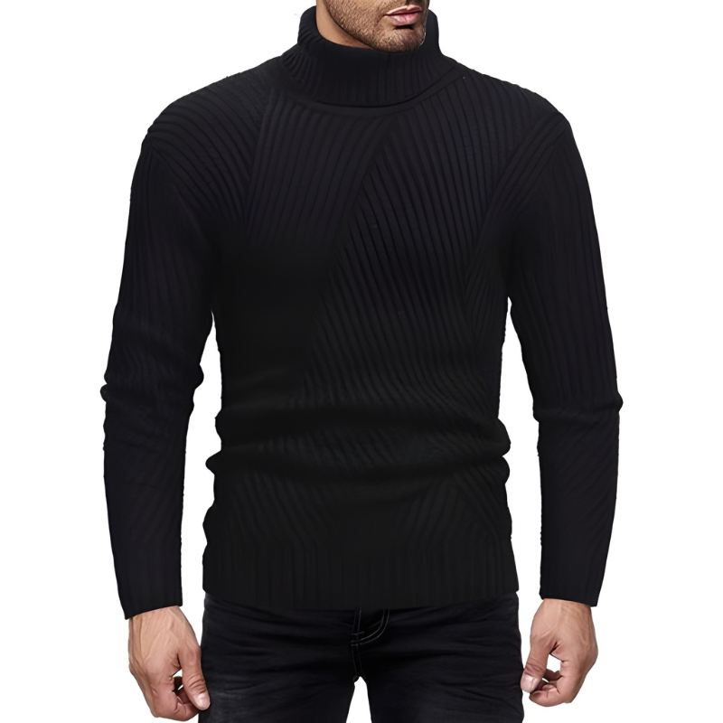 Men's Turtleneck Modern Ribbed Sweater Warm & Stylish Men's Sweaters, view 4 - Elena Harper