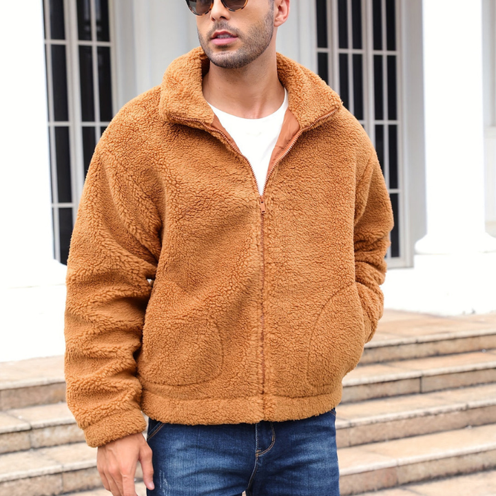 Winter Jacket for Men | Warm Jacket with Fur Lining | Zipper & Stand-Up Collar