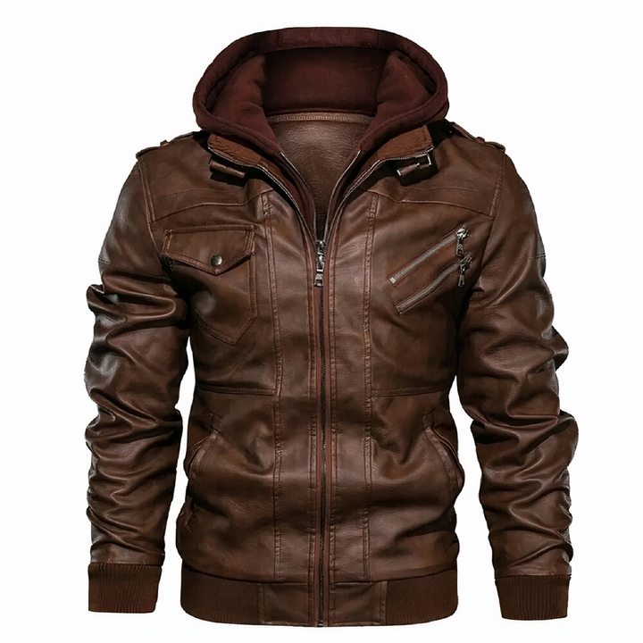 Winter Jacket Men | Stylish & Thick | Faux Leather Hooded Intermediate Jacket