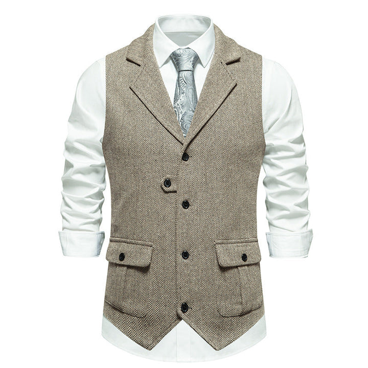 Paul | Men's Vest in Vintage Style with Herringbone Pattern
