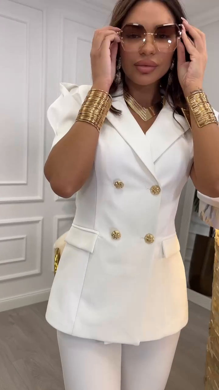 Lilentina Elegant Pantsuit Set with Short Sleeve Blazer, view 10 - Elena Harper