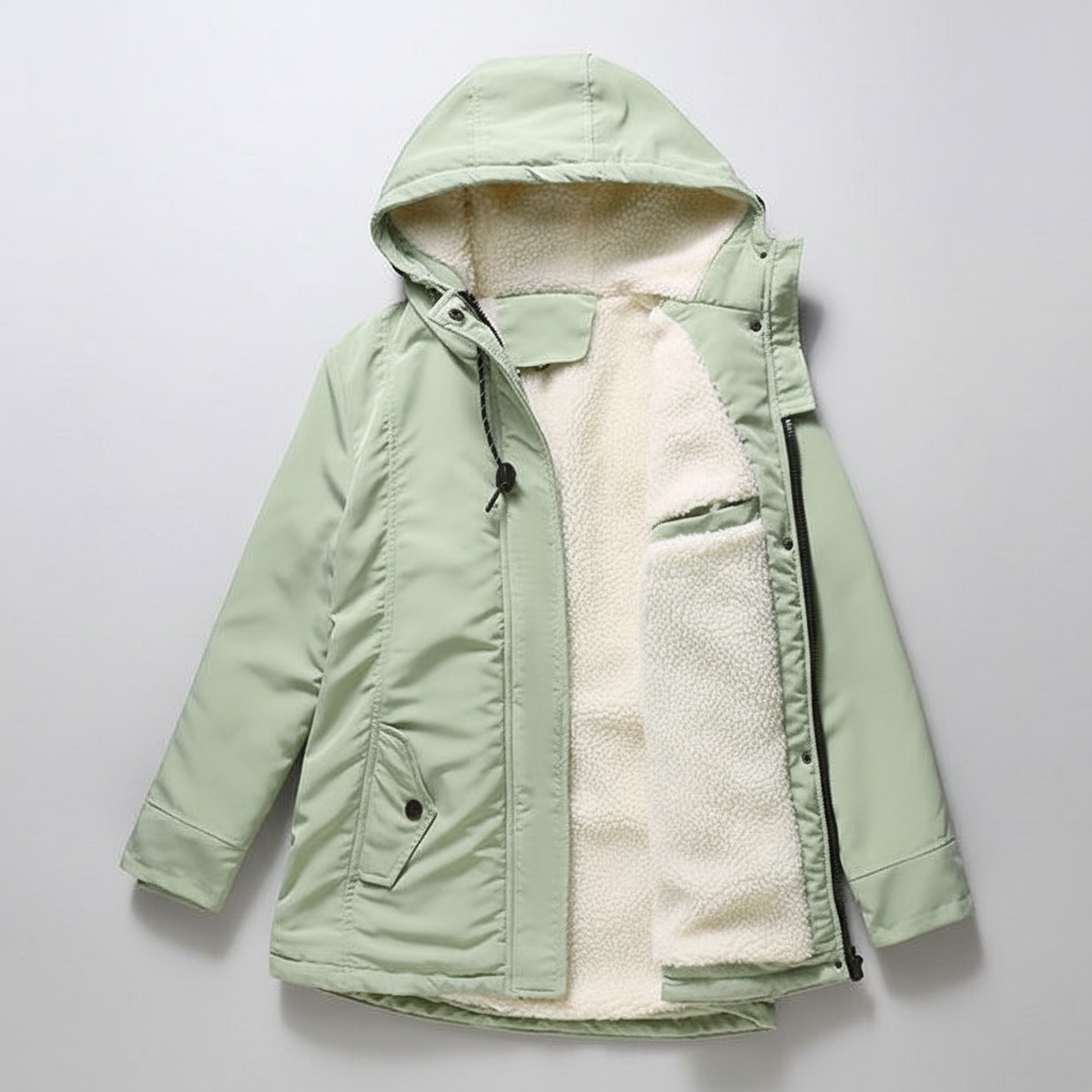 Anne Thick Winter Coat with Hood and Quilted Lining for Women - Elena Harper