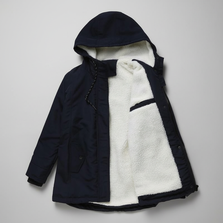 Anne Thick Winter Coat with Hood and Quilted Lining for Women - Elena Harper
