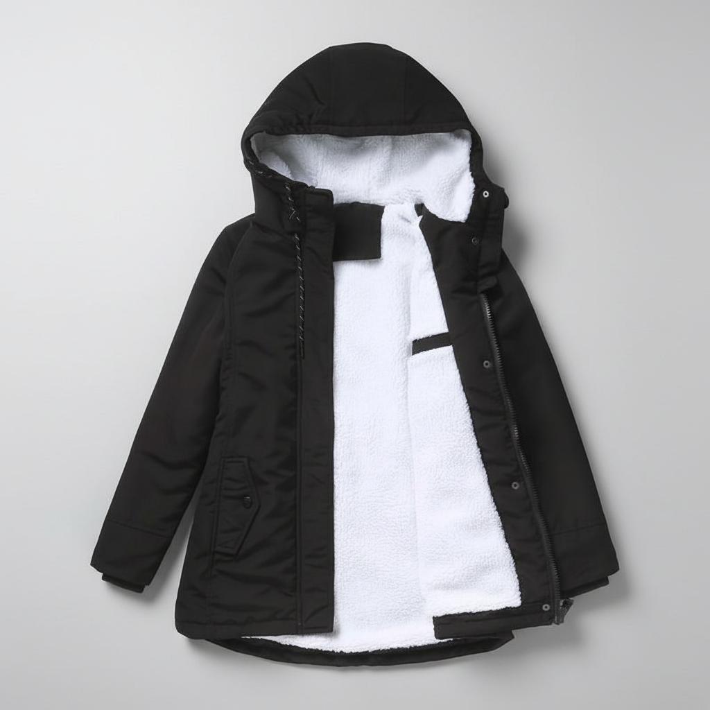 Anne Thick Winter Coat with Hood and Quilted Lining for Women - Elena Harper