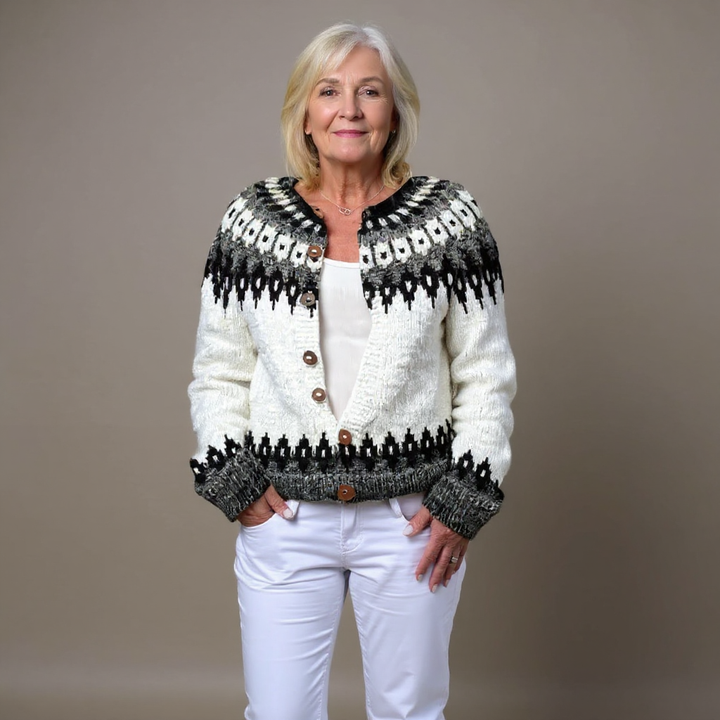 Alexa Vintage Icelandic Wool Cardigan - Elena Harper