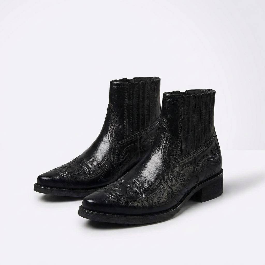 Beckett Italian Leather Boots with Polished Vintage Finish for Men - Elena Harper