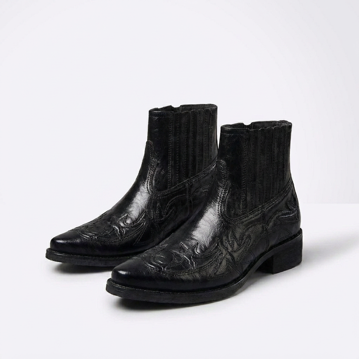 Beckett Italian Leather Boots with Polished Vintage Finish for Men - Elena Harper