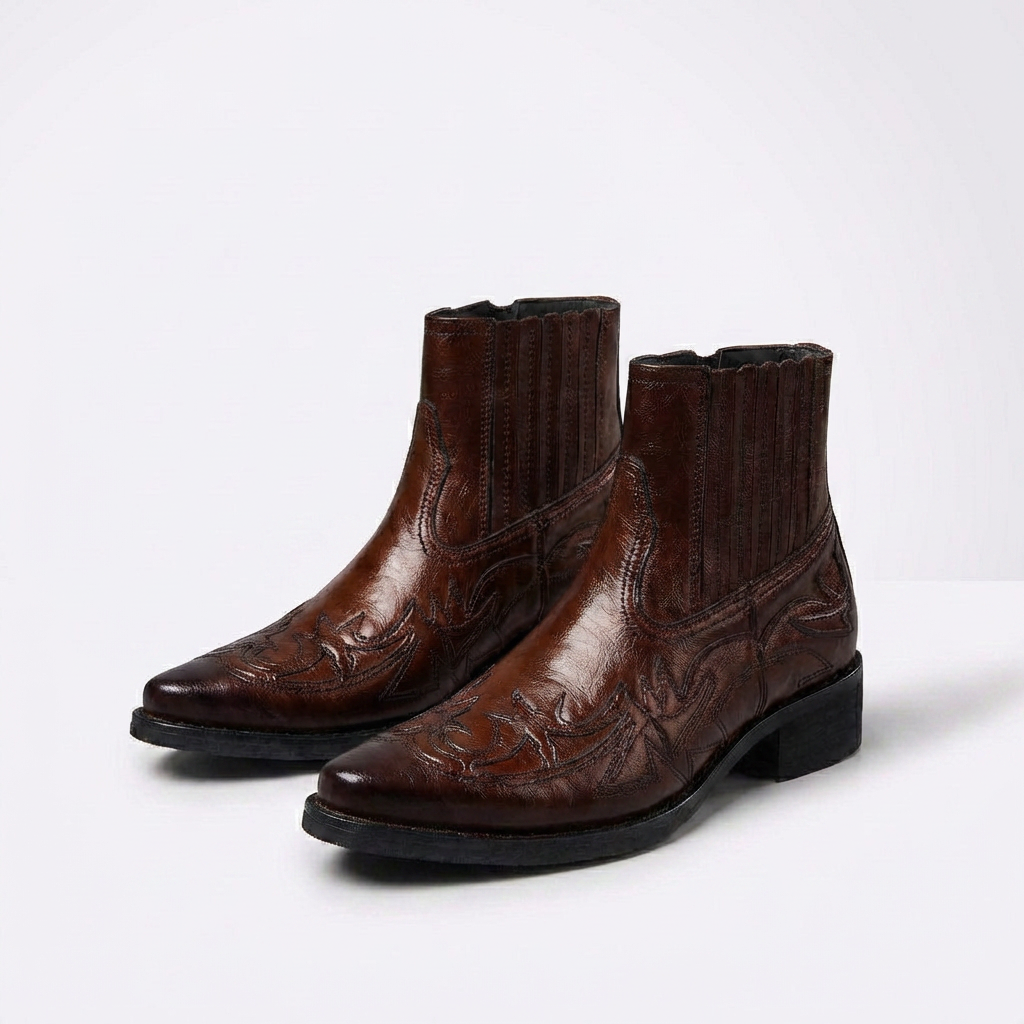 Beckett Italian Leather Boots with Polished Vintage Finish for Men - Elena Harper