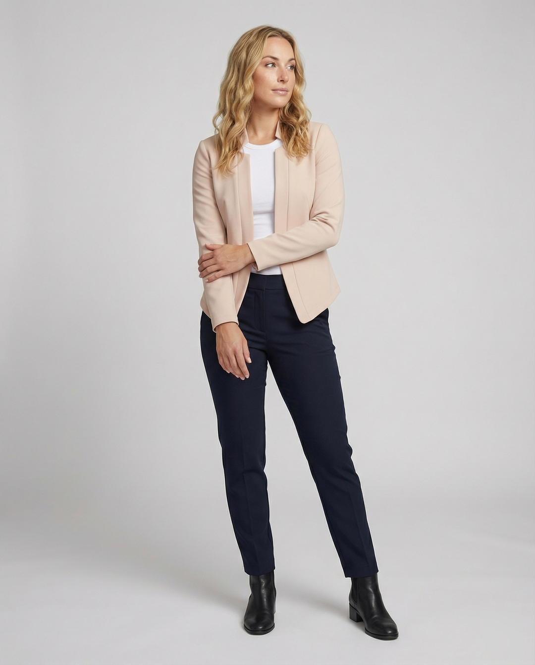 Women's Open Front Blazer with Notch Lapel – Tailored Fit