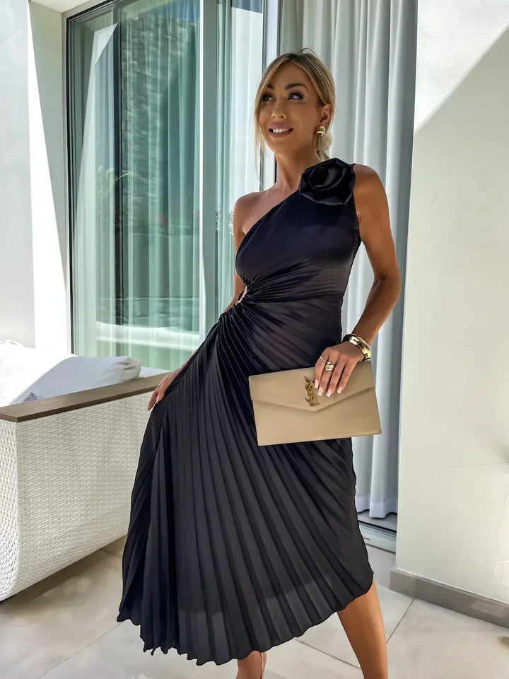 Dariella Romantic Flower One Shoulder Dress - Elena Harper