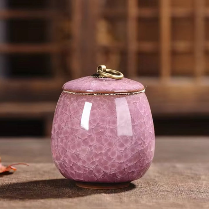 Pet Memorial Ceramic Urn with Craquelé Glaze for Beloved Ashes