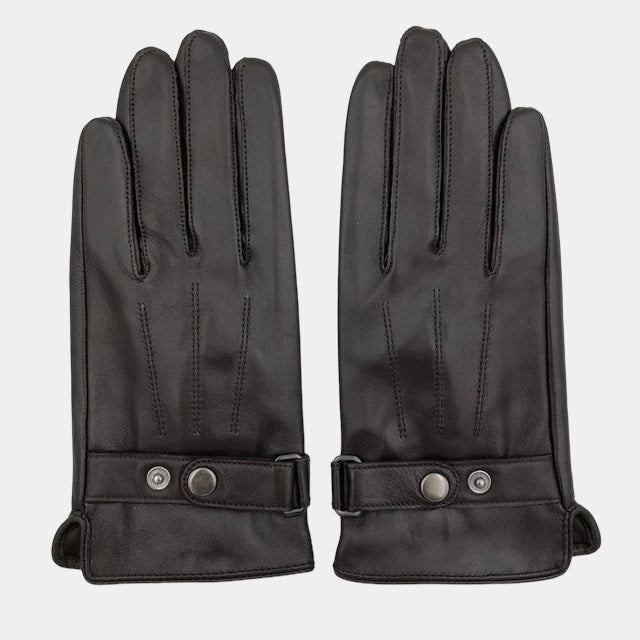 Men's Leather-Look Gloves with Snap Closure - Elena Harper