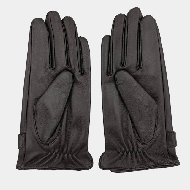 Men's Leather-Look Gloves with Snap Closure - Elena Harper