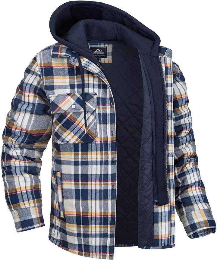 Checked Overshirt with Hood for Men