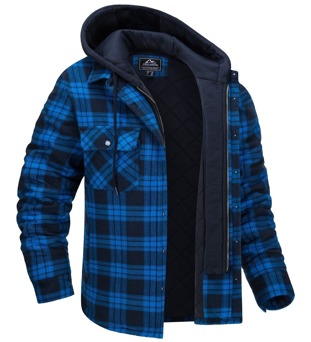 Checked Overshirt with Hood for Men