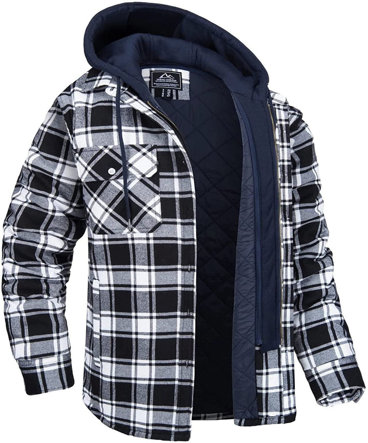 Checked Overshirt with Hood for Men