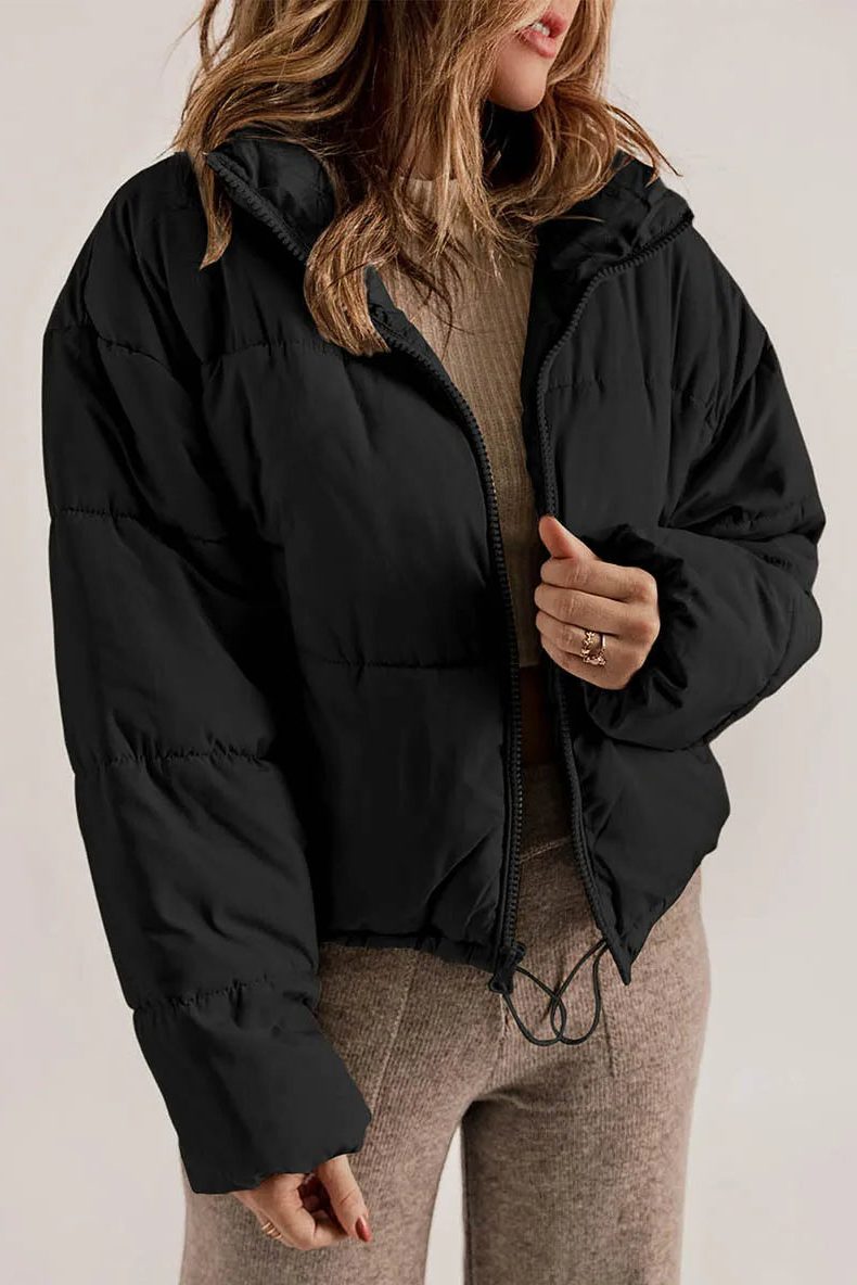 Padded Short Jacket with Hood for Women