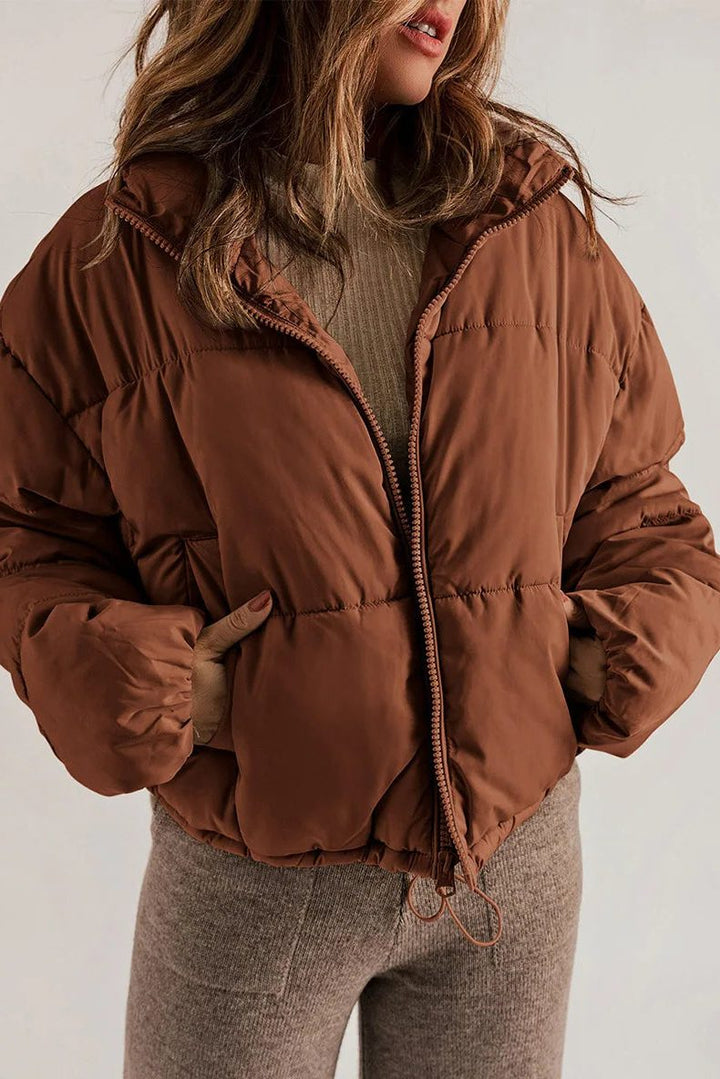 Padded Short Jacket with Hood for Women