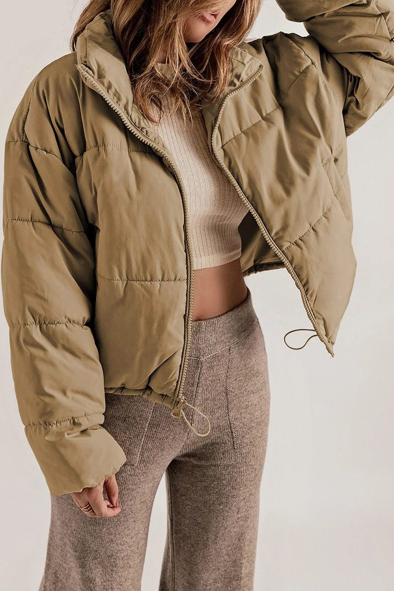 Padded Short Jacket with Hood for Women