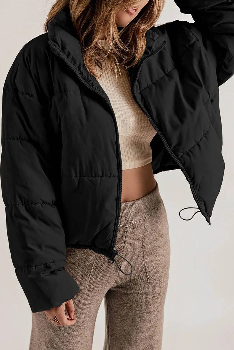 Padded Short Jacket with Hood for Women