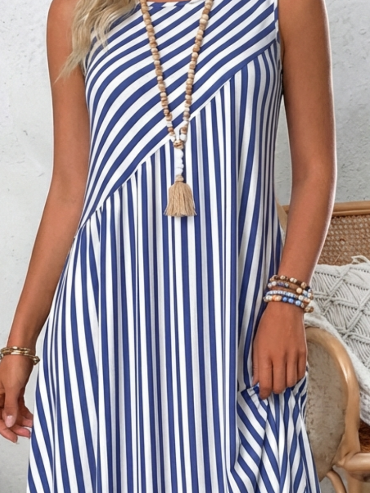 Celandine Striped Sleeveless Midi Dress - Elena Harper