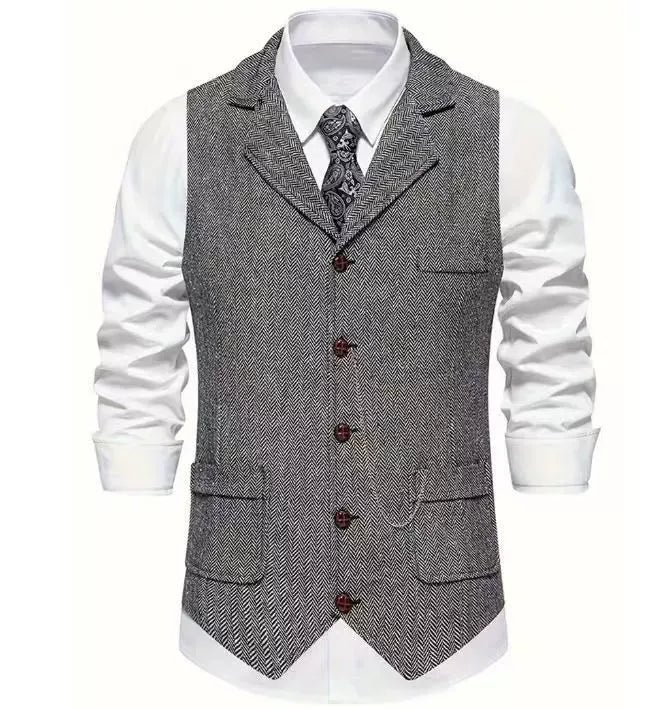 Men's Suit Vest with Buttons - Elena Harper