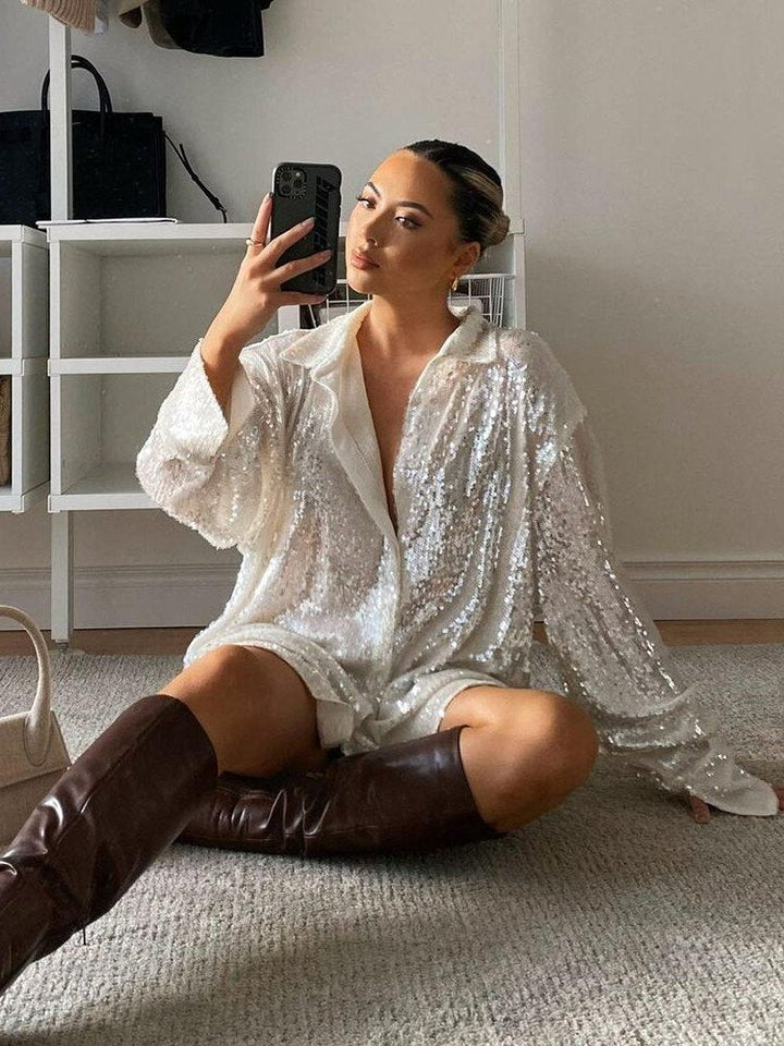 Glitter Oversized Blouse for Women