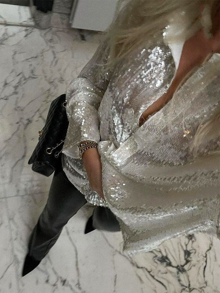 Glitter Oversized Blouse for Women