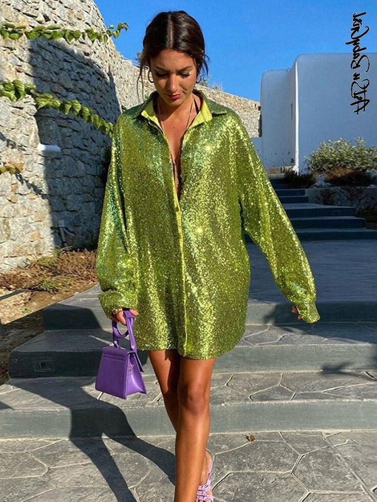 Glitter Oversized Blouse for Women