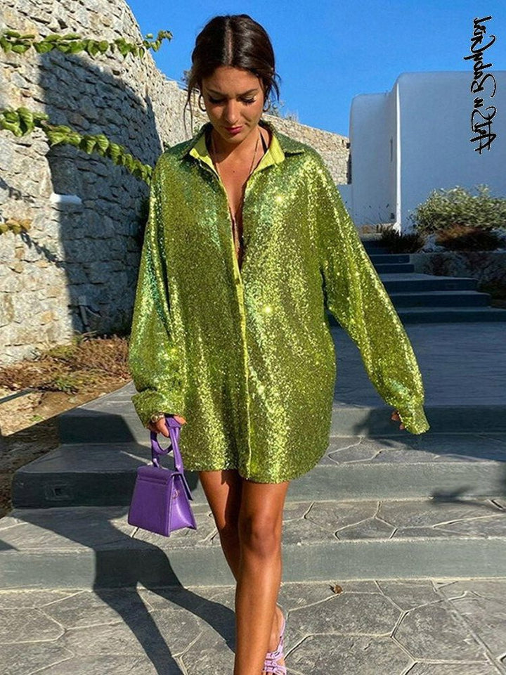 Glitter Oversized Blouse for Women