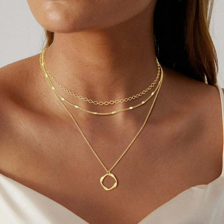 Pauline Classic Multi-Layered Gold-Plated Necklace, view 2 - Elena Harper