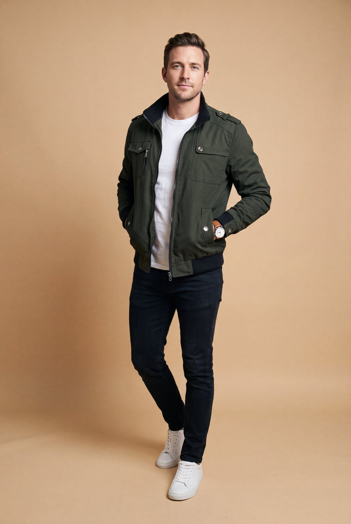 Men's Lightweight Bomber Jacket with Zipper