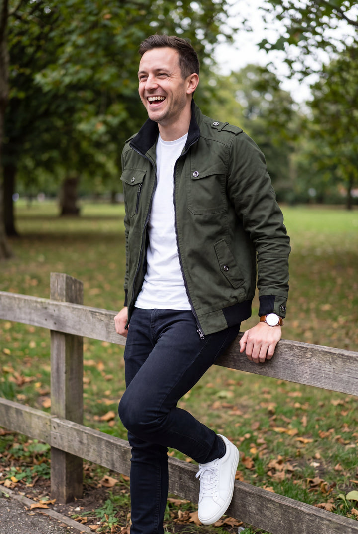 Men's Lightweight Bomber Jacket with Zipper