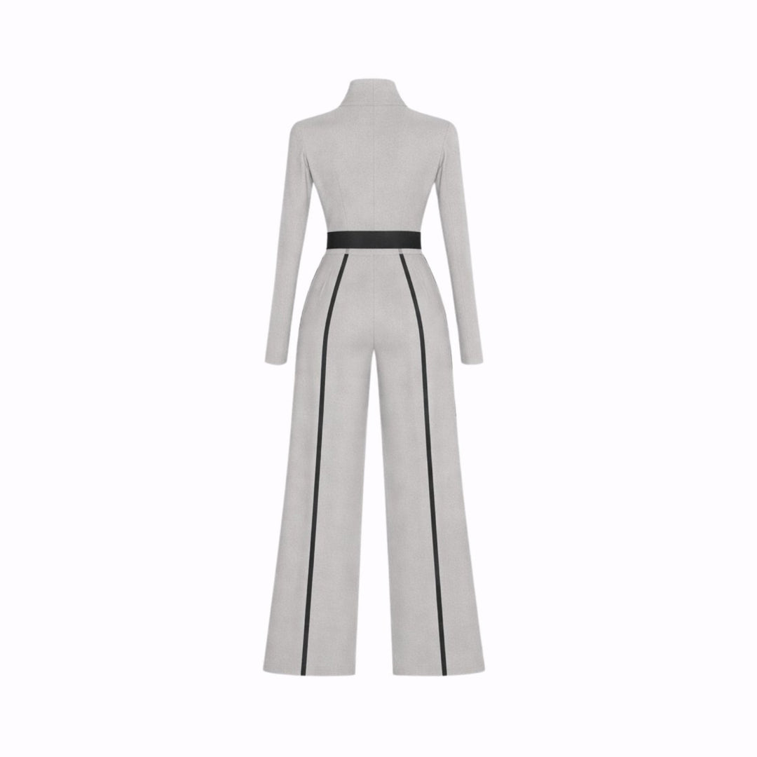 Chic Tailored Women's Jumpsuit with Collar and Wide Legs, view 5 - Elena Harper
