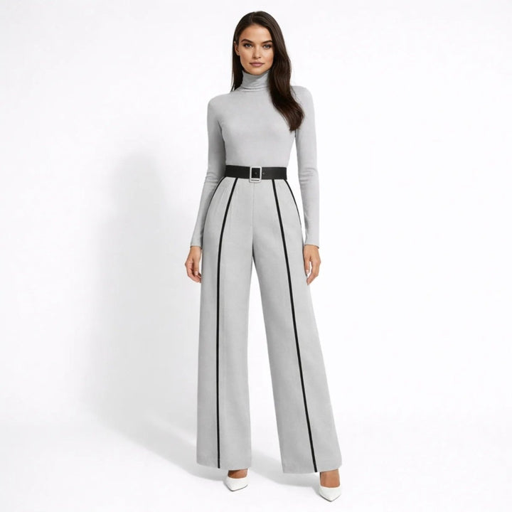 Chic Tailored Women's Jumpsuit with Collar and Wide Legs - Elena Harper