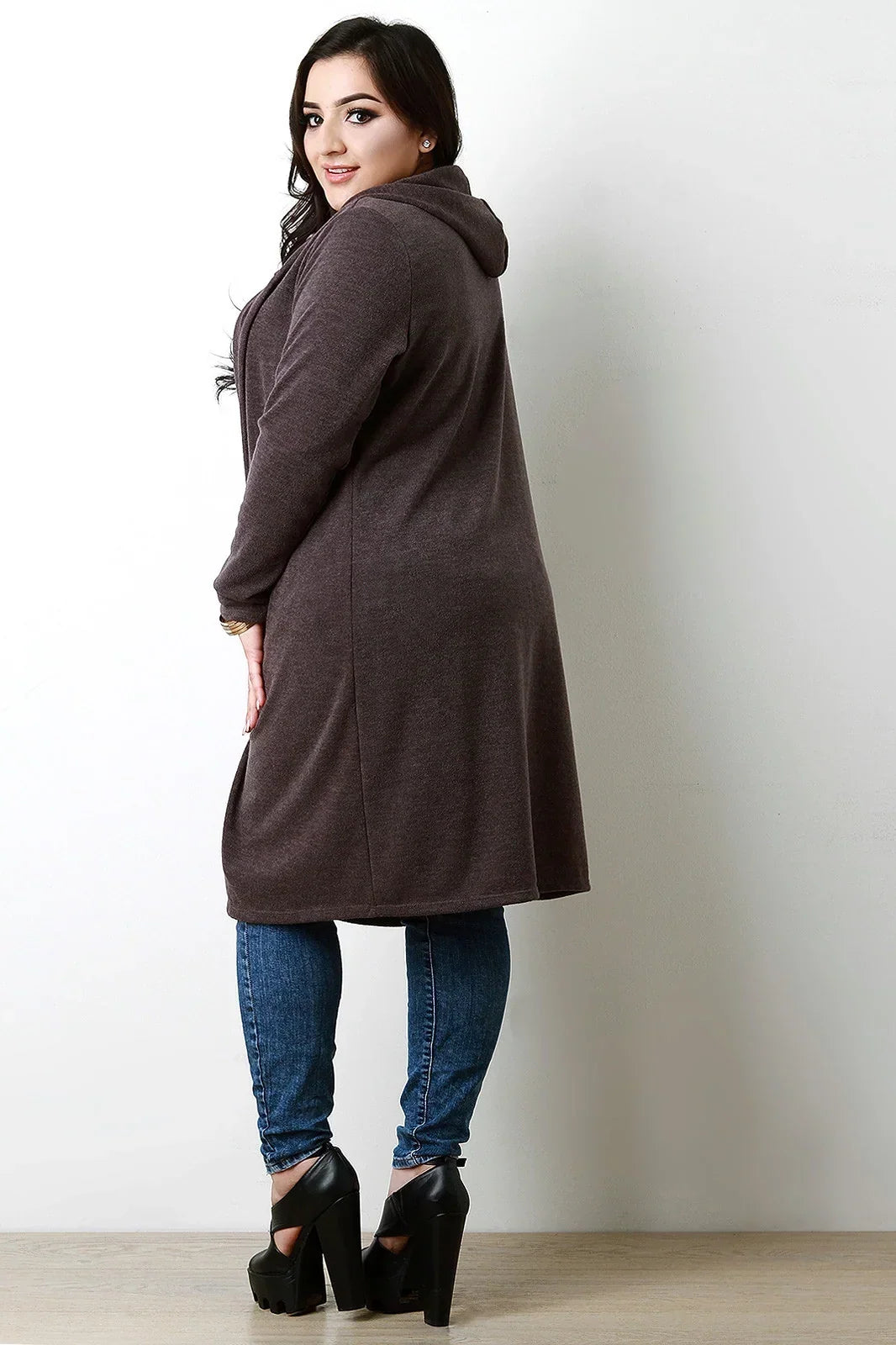 Guldmina Women's Long Cardigan with Hood, view 3 - Elena Harper