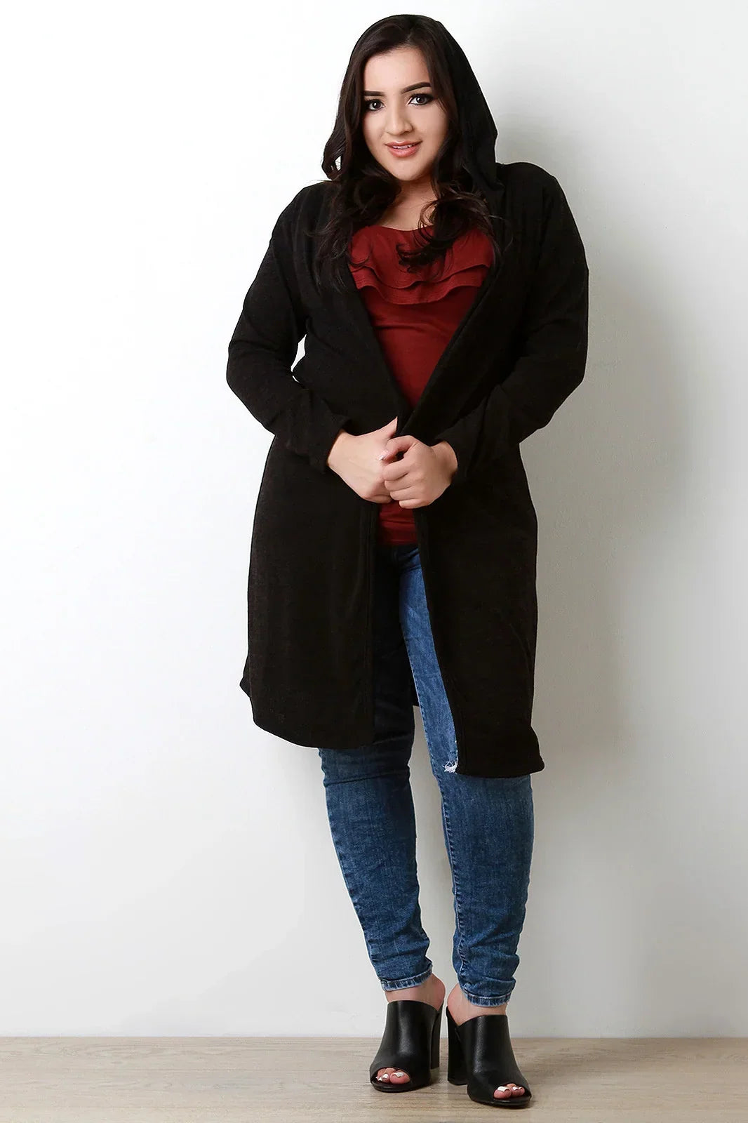Guldmina Women's Long Cardigan with Hood, view 4 - Elena Harper
