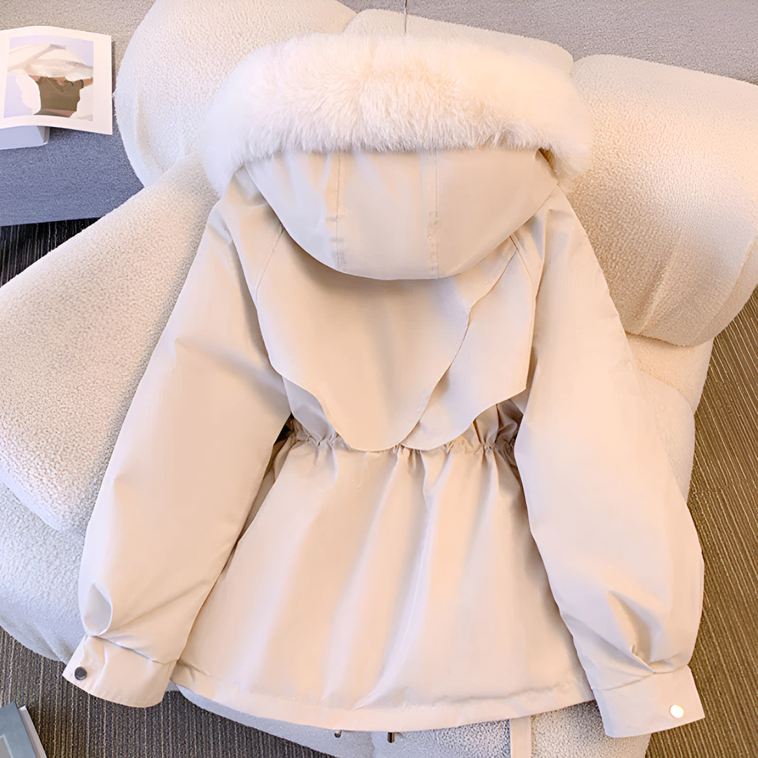 PUFFER JACKET WITH FAUX FUR HOOD FOR WOMEN