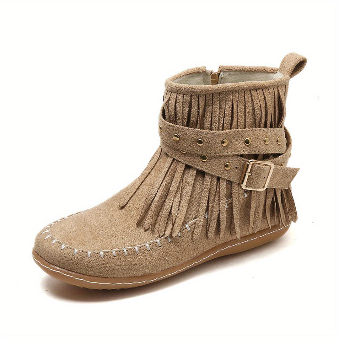 Halvken | Women's Ankle Boots with Fringe Flat