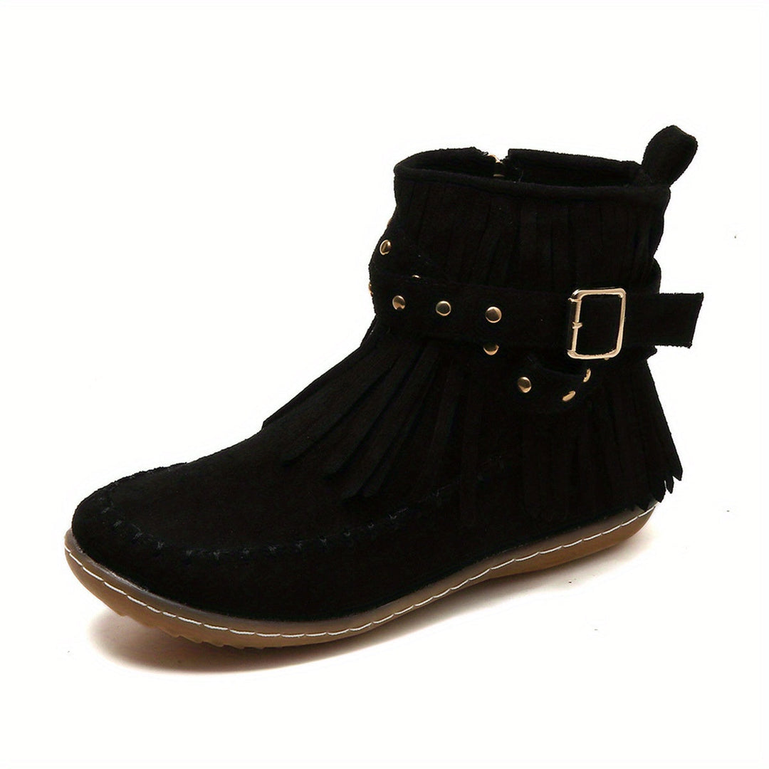 Halvken | Women's Ankle Boots with Fringe Flat