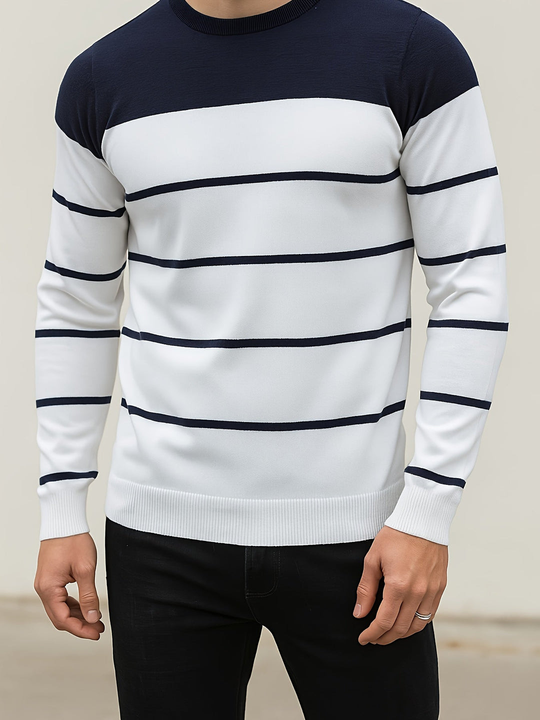 Halvorn | Men's Striped Crew Neck Sweater
