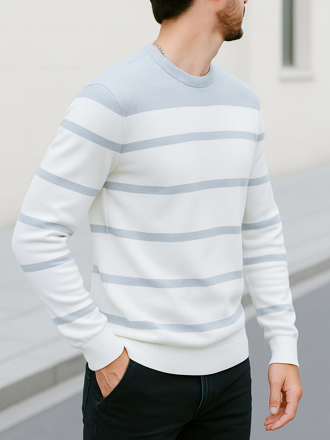 Halvorn | Men's Striped Crew Neck Sweater